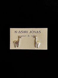 Silver handmade drop earrings featuring alpaca designs.