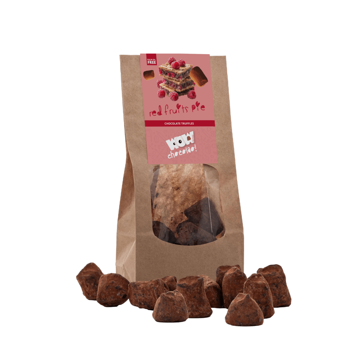 Czekoladowe trufle z czerwonego owocu - torba biodegradowalna 130G