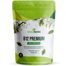 Green, vegetarian B12 supplement tablets containing 1000 mcg of vitamin B12 per serving.