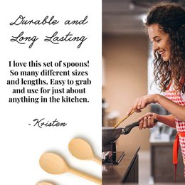 6 Piece Wooden Kitchen Spoon Set 20cm - 35cm