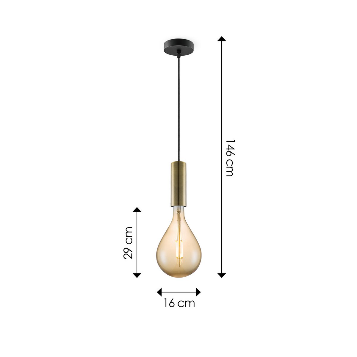 Home Sweet Home hanglamp brons Saga Pear - G160 - dimbaar E27 amber
