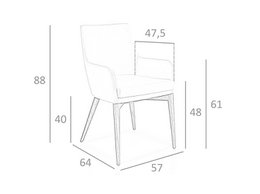 Stoel bekleed met kunstleer met walnootkleurige houten structuur