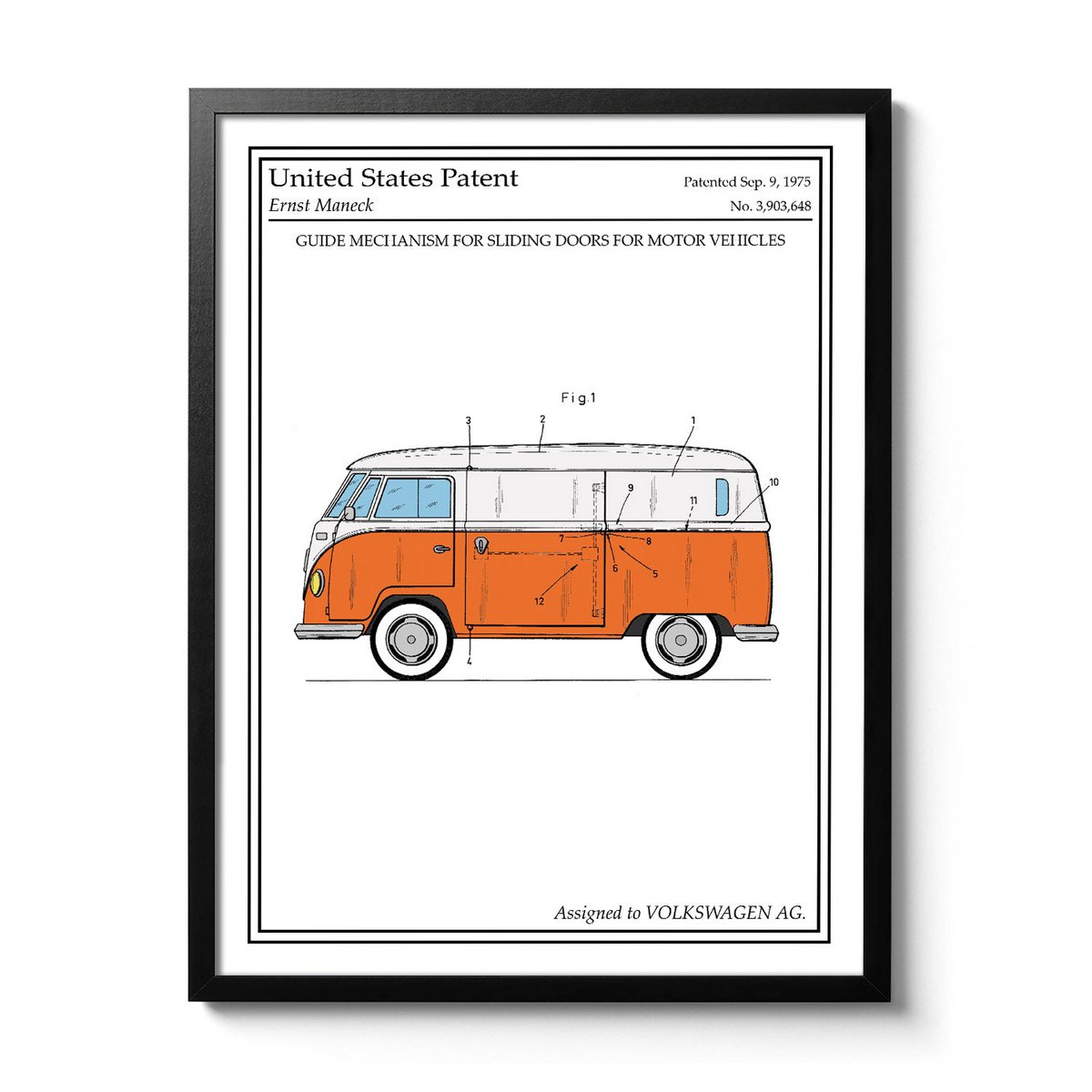 VW Bus color patent poster