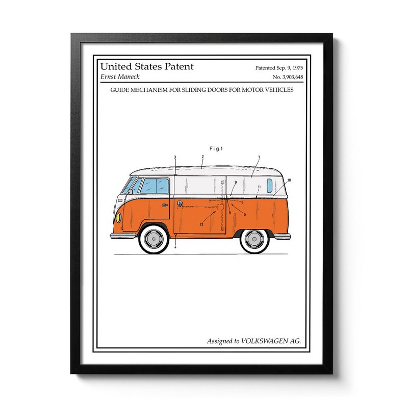 VW Bus color patent poster