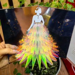 Carte de mariage 3d - Dame étincelante avec design de robe de mariée