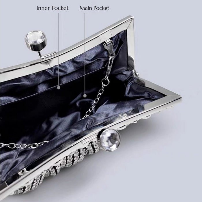 Luxe Diamond-Look Clutch-Gold & Silver