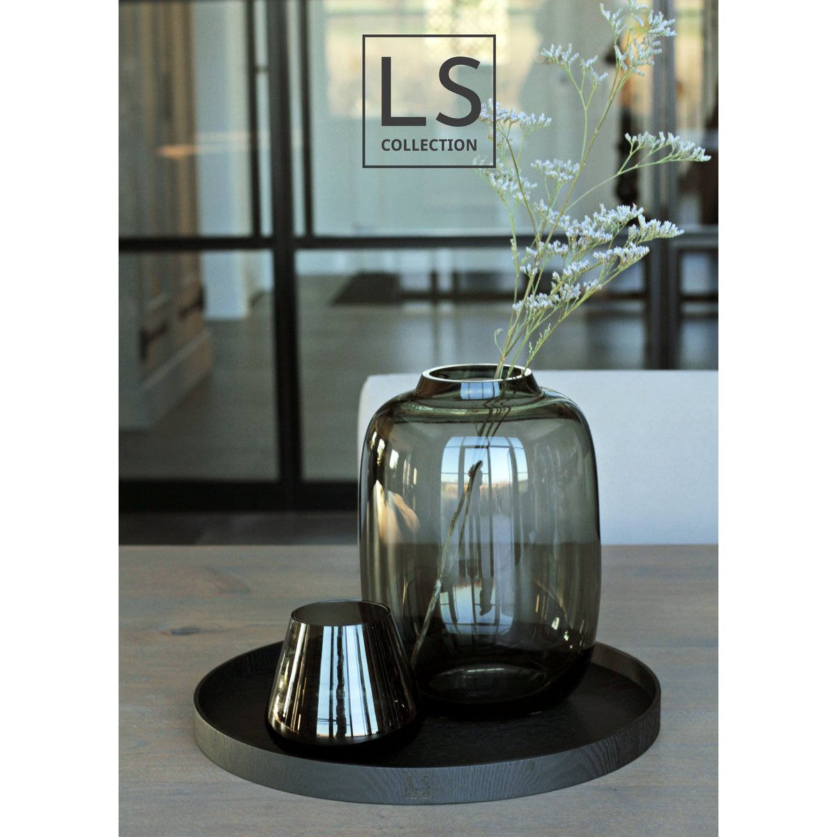 LS Collection® - Rond 50cm - Plateau - Plateau à bougies - Planche de service - Plateau en bois - Plateau en bois - Plateau - Décoration - Accessoires pour la maison - Noir Mat
