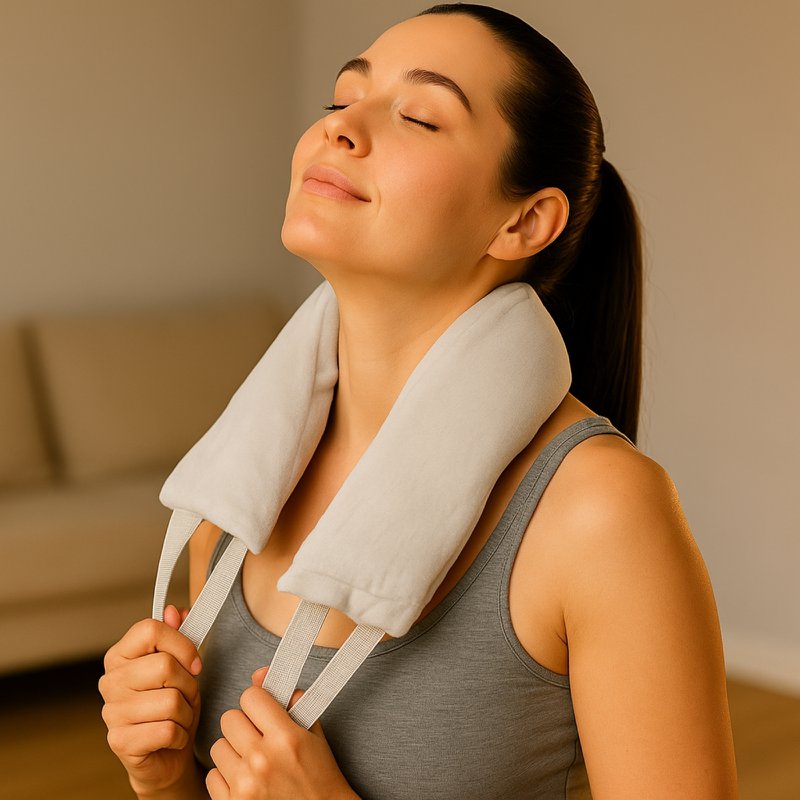 Cervical Thermo Comfort - Allevia Torcicollo e Dolori alla Spalla - Effetto Rilassante - Riutilizzabile e Naturale in Perle di Argilla e Carbone Vegetale