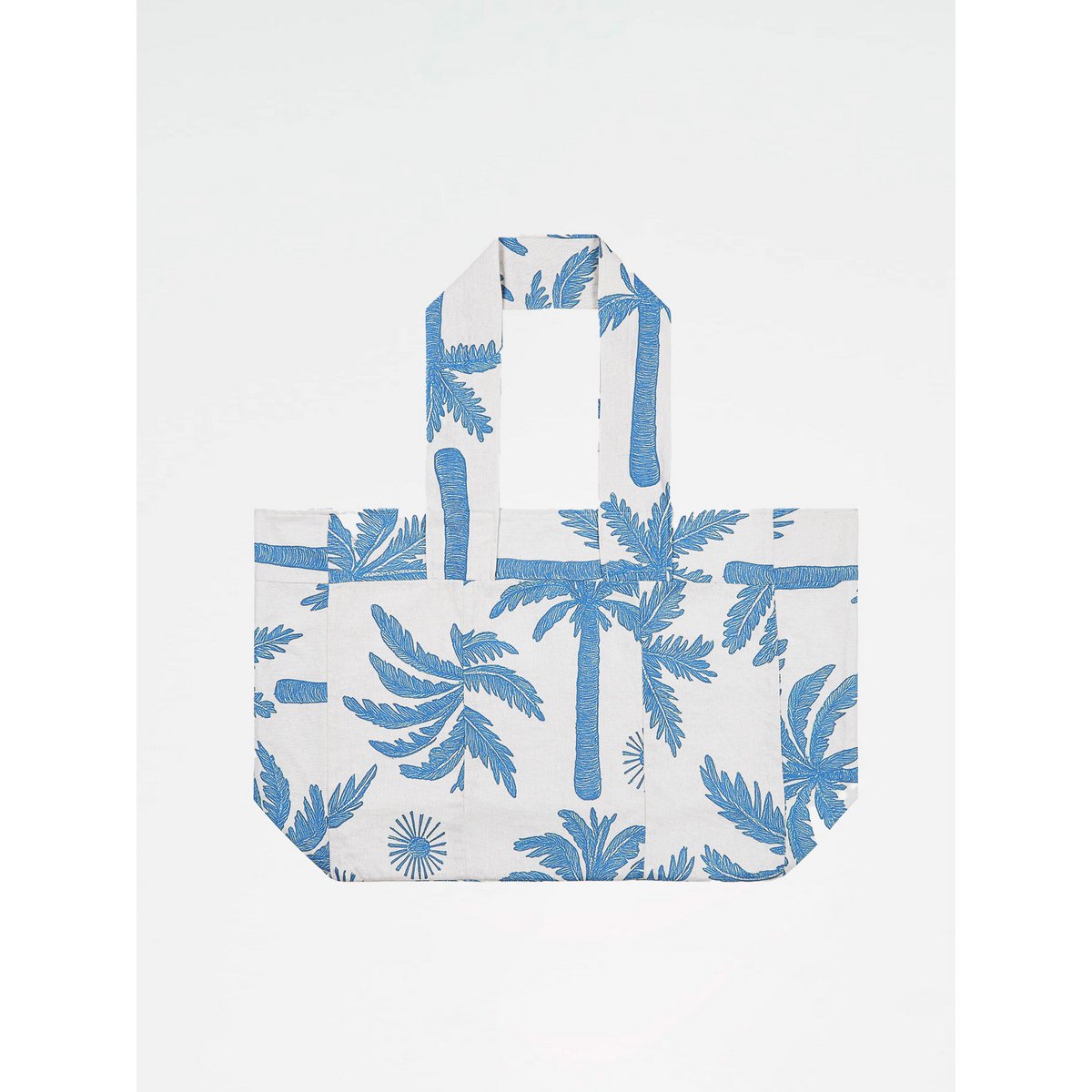 Elios Palm-Printed Linen Beach Bag