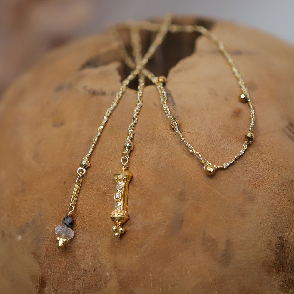 Polki diamanten hanger geweven gevlochten wikkelhalsketting