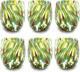 6 Big Colombina vand Big Colombine Bold og håndhåndet med Murrine di Murano, "I Colori di Murano" 435 Ml Line. Lavet i Italien