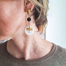 Boucles Nacre Libellule resine attaches Bijou acier inoxydable Fête des mères Cadeau Maman