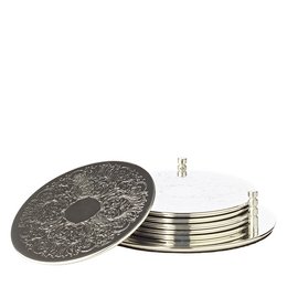 EDZARD Set of 6 coasters Bruges with holder, fine silver-plated, tarnish-resistant, diameter 9 cm
