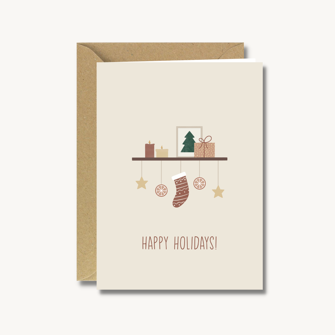 Kerstkaart met envelop - Happy holidays decoration