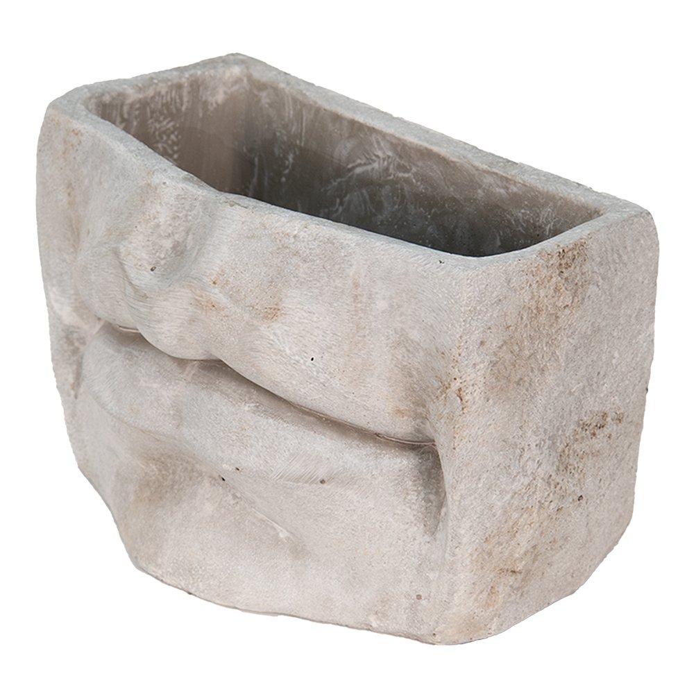 Bloempot Mond 21x13x14 cm Grijs Steen Bloempot Binnen