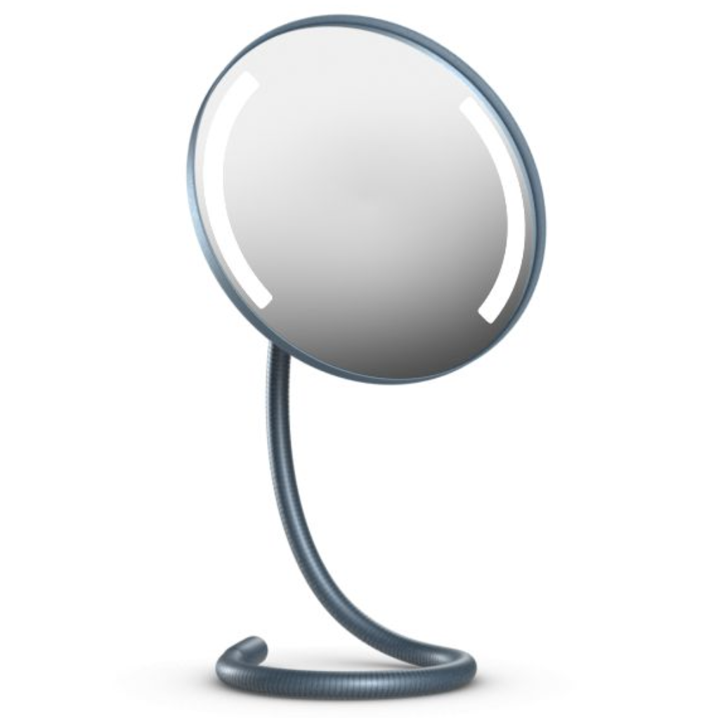Illuminated mirror with a long gooseneck