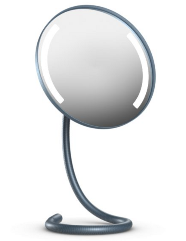 Illuminated mirror with a long gooseneck