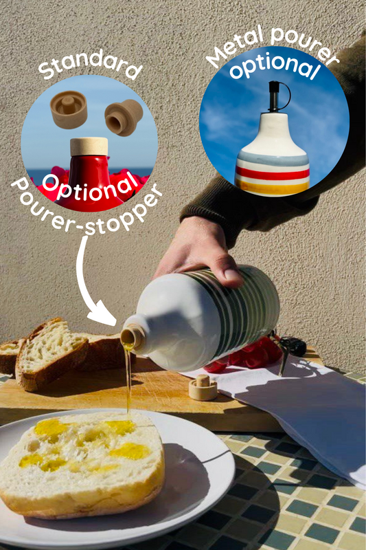 Keramisk flaskeolie flaskeolie donorolie kande "middelhavs" til olivenolie & eddike håndlavet i Italien