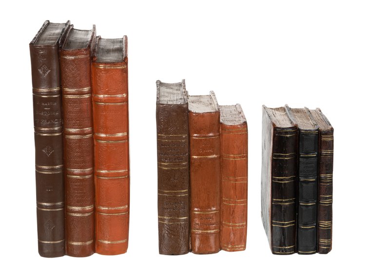 J -Line Decoration Books - Polyresin - Brown - Large