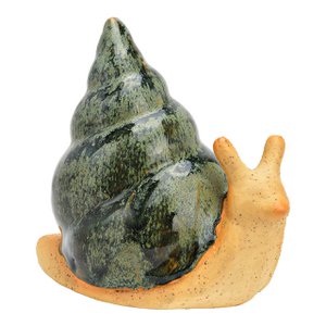 Snail made of stoneware, green/beige (W/H/D) 16x15x11cm