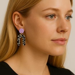 Slim Greige Dots Bows Statement Ohrringe