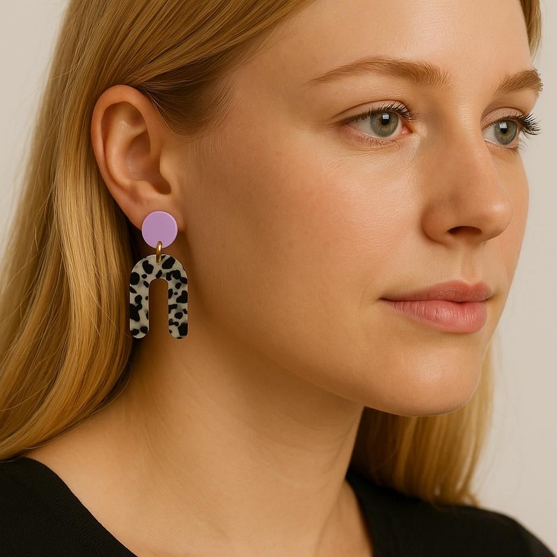 Slim Greige Dots Bows Statement Ohrringe