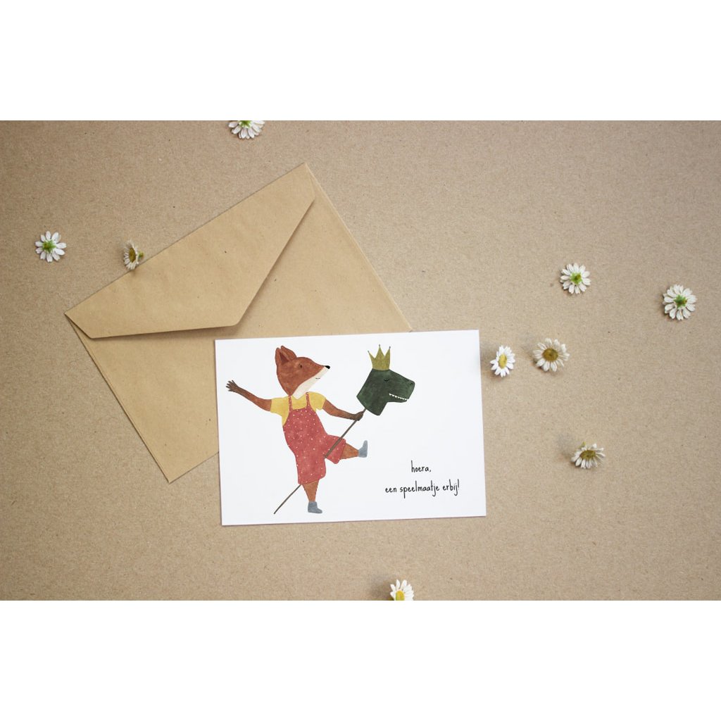 Postkarte - Hurra, ein Spielkamerad dort