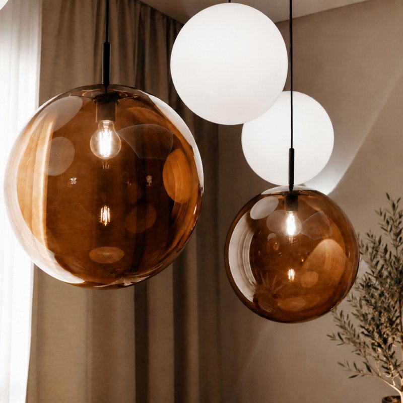 s.luce Orb Glaskugel Hängelampe 150cm Aufhängung Schwarz