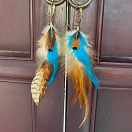 Boucles d'oreilles BOHO avec longues plumes