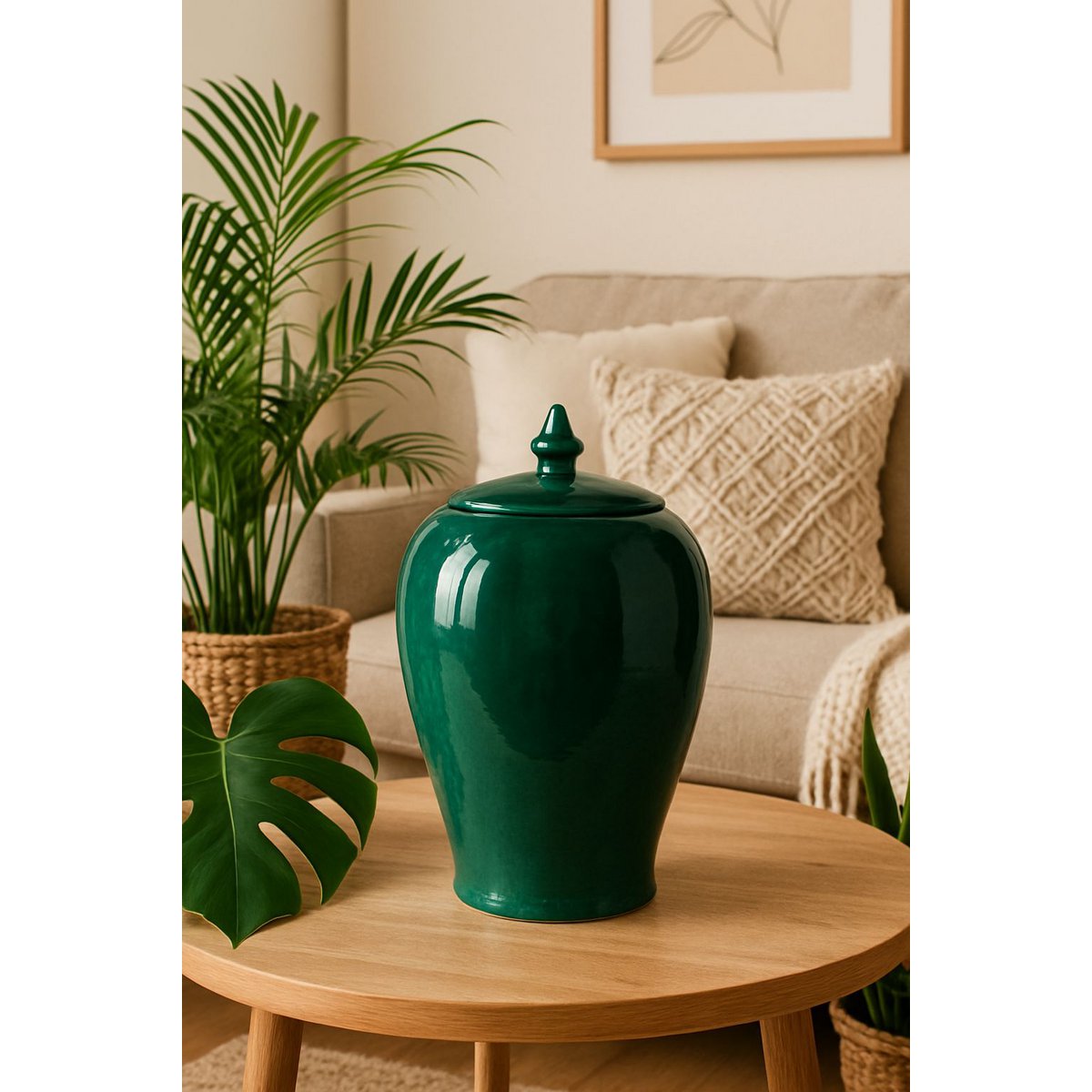 VASO VANO VERDE CERAMICA VERDE 25 CM con coperchio
