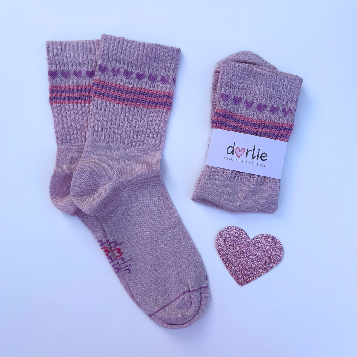 Socke Herzchenkette glitter rosé