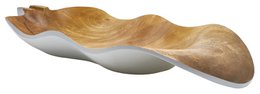 Drewniana miska - miska na owoce - miska sałatkowa - Liść bananowca - biały - dł. 47 x szer. 20 x wys. 7,5 cm