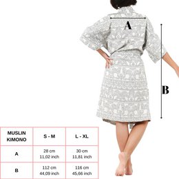 Albornoz tipo kimono de gasa de algodón