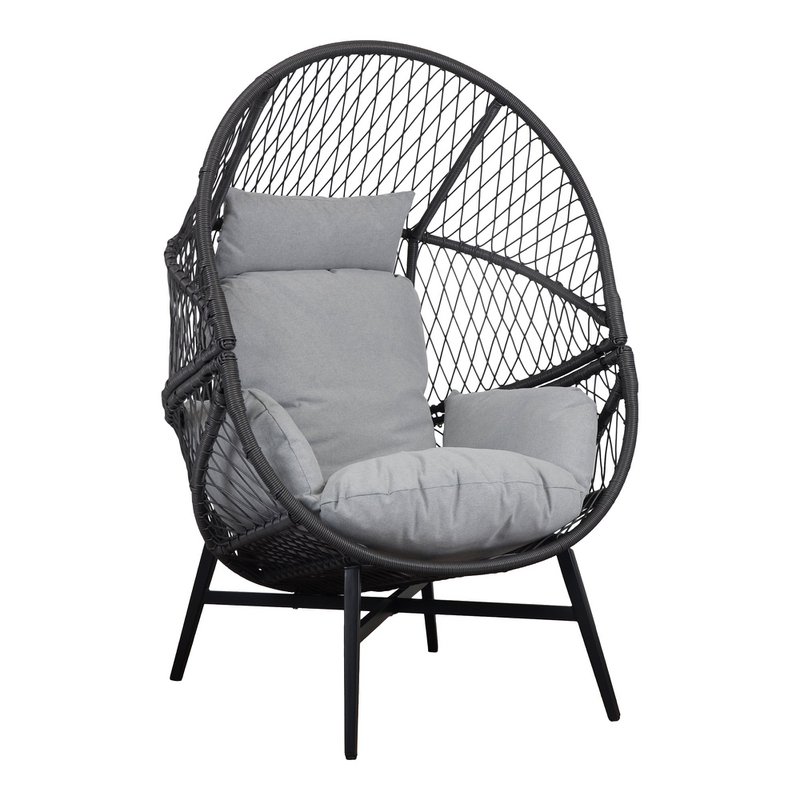 Rosario Lounge Chair - Lounge Chair, polyrattan, black, incl. cushions