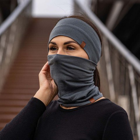 Women's Headband and Gaiter Set Perfect Grey