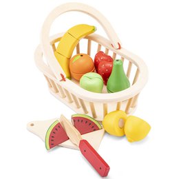 Juego de cesta de frutas de madera.