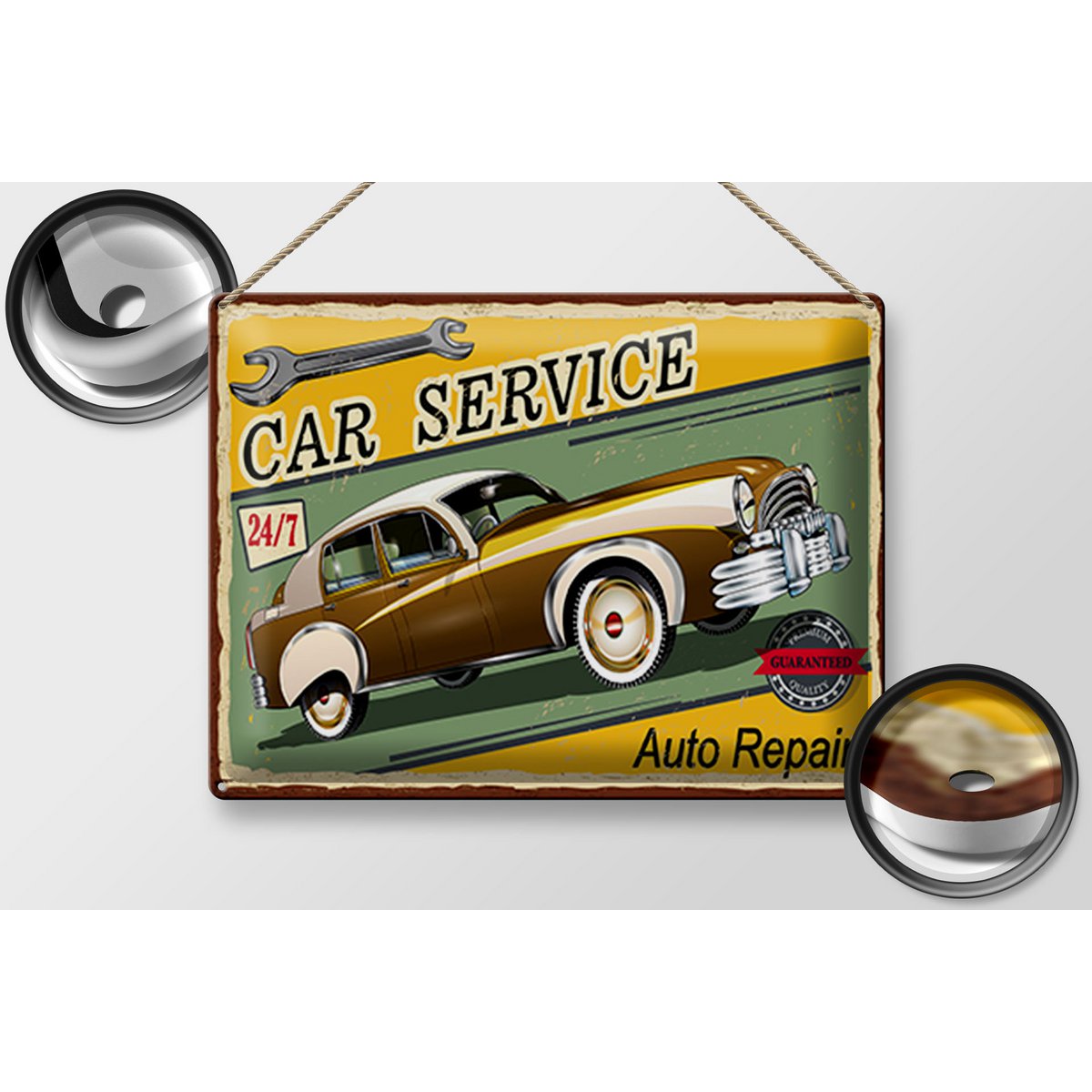Blechschild Retro 40x30cm Car Service 24/7 Auto repair