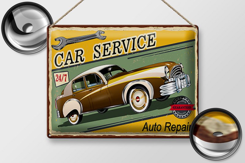 Blechschild Retro 40x30cm Car Service 24/7 Auto repair