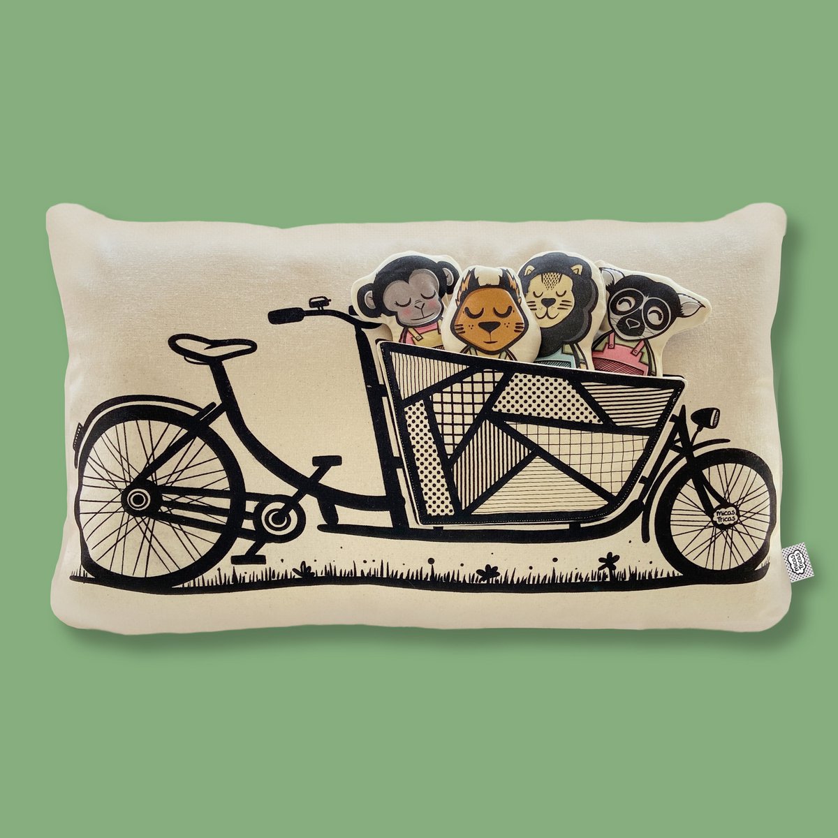 Interactive Organic Cotton Cushion Cover - Bakfiets