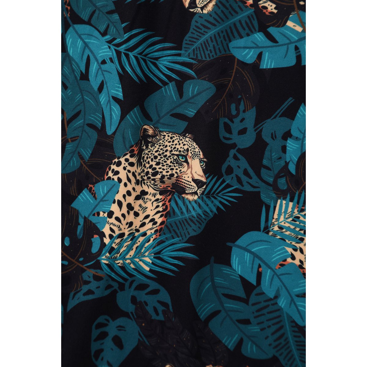 EU STOCK Brigitte Brown Cheetah & Palm Leaves Print Strappy Jumpsuit