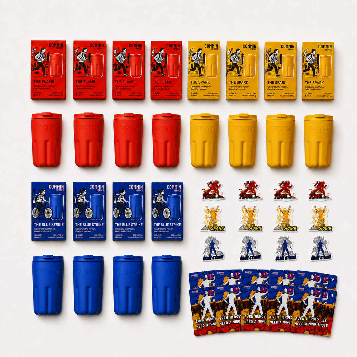 COMM!N Mixed Colour Set | 12 Insulated Travel Mugs