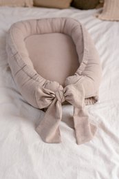 Leinen-Babynest mit Schleife (7 Farben)