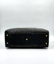 Handmade Black "Hunter" Leather Travel Bag – Artisan 46cm Compact Executive Weekender with Internal Partition