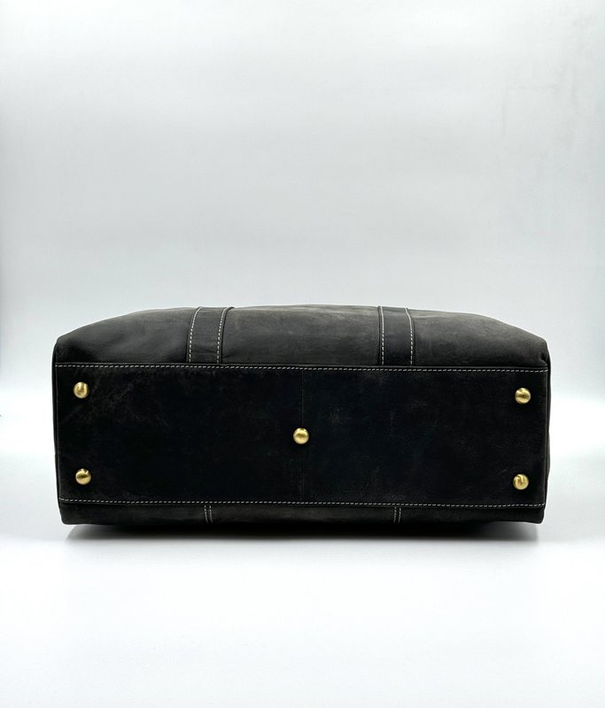 Handmade Black "Hunter" Leather Travel Bag – Artisan 46cm Compact Executive Weekender with Internal Partition