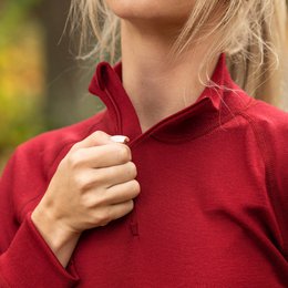 Top da donna con collo con zip, 250 g/m², Royal cherry