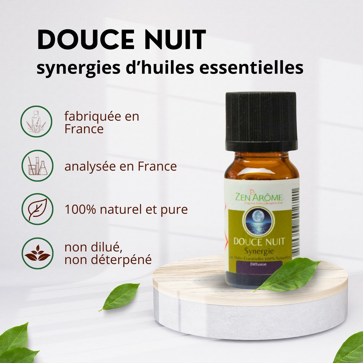 Synergy of essential oils - Douce Nuit - 10 ml - Use for Diffusion - Packaged in France