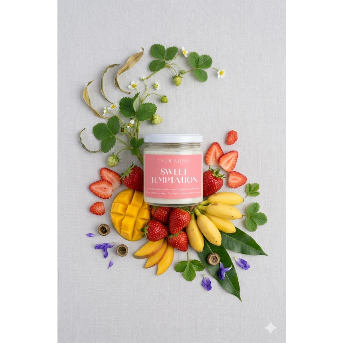 Bougie aromatique banane, fraise et mangue - Sweet Temptation