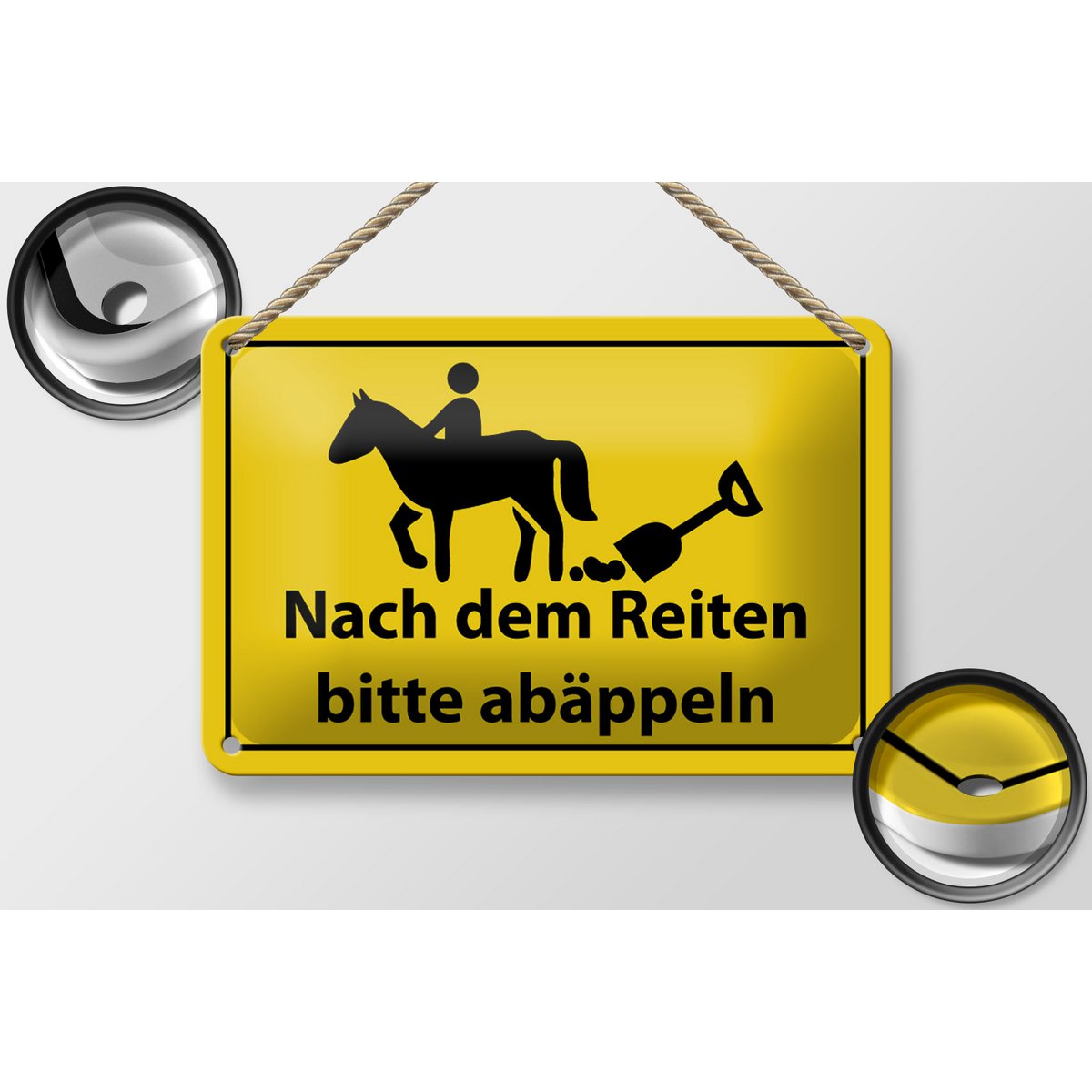 Tin sign note 18x12cm Please abäppel after riding decoration