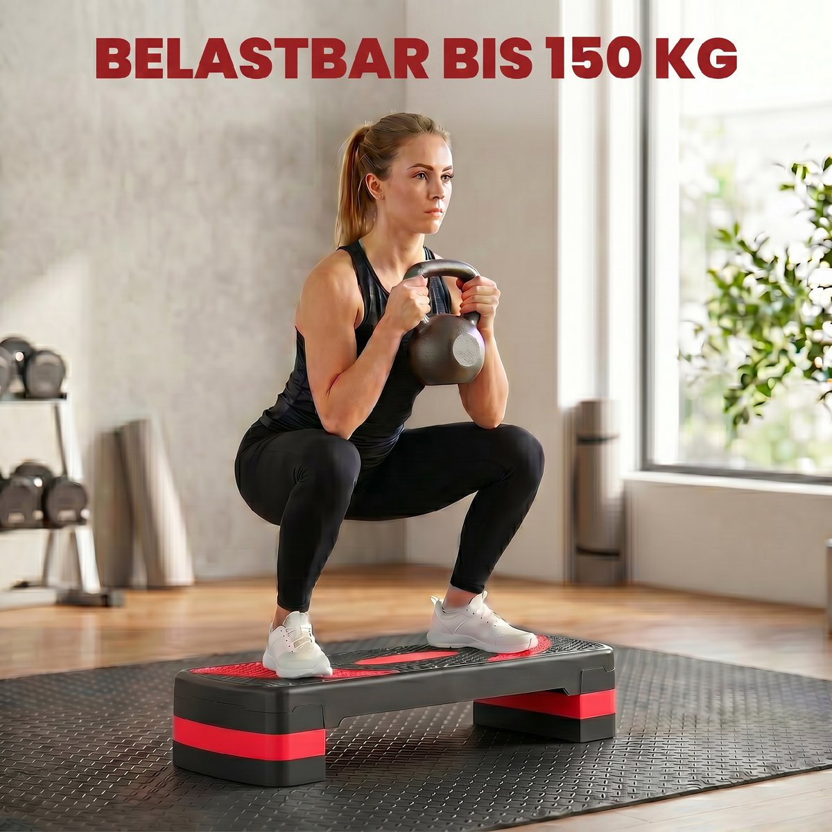 Aerobic stepper 3-stage height adjustable 80 x 31 x 20 cm black + gray