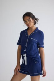 Bambus-Hemd-Shorts-Set in Mitternacht
